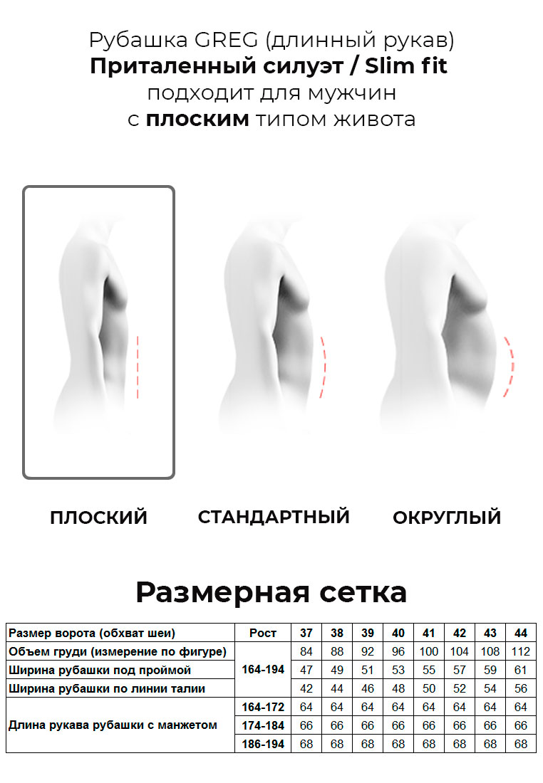 Сорочка мужская длинный рукав GREG 214/231/7308/ZV/1_GB