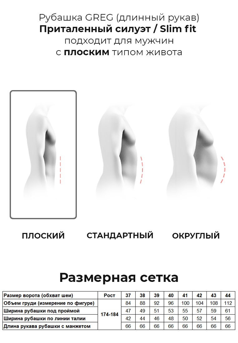Сорочка мужская длинный рукав GREG 340/139/BLK/ZV
