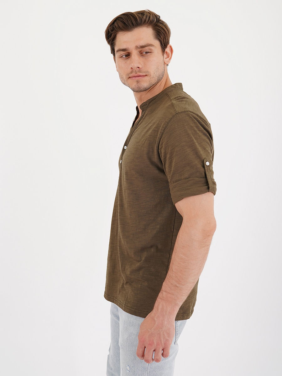 Футболка Хаки с пуговицами
