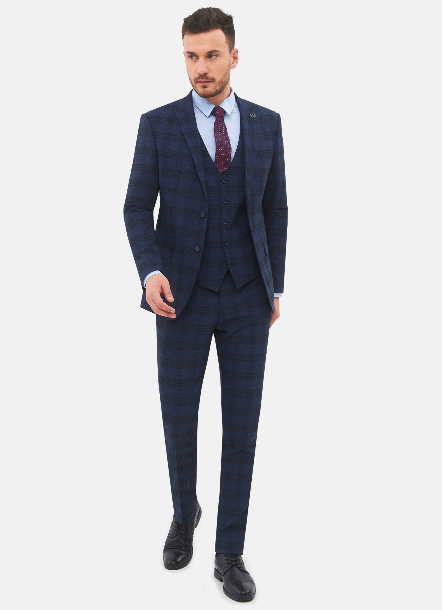 ТЁМНО-СИНИЙ КОСТЮМ С ТЕКСТУРОЙ ПТИЧИЙ ГЛАЗ BELFOR