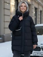 Куртка зимняя женская с капюшоном модная черного цвета 7341Ch