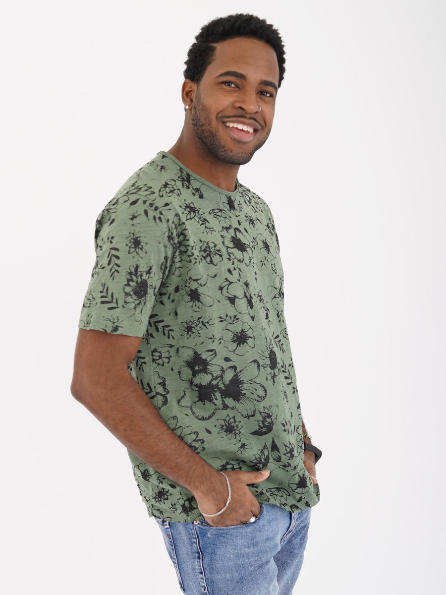 Футболка зелёная с принтом