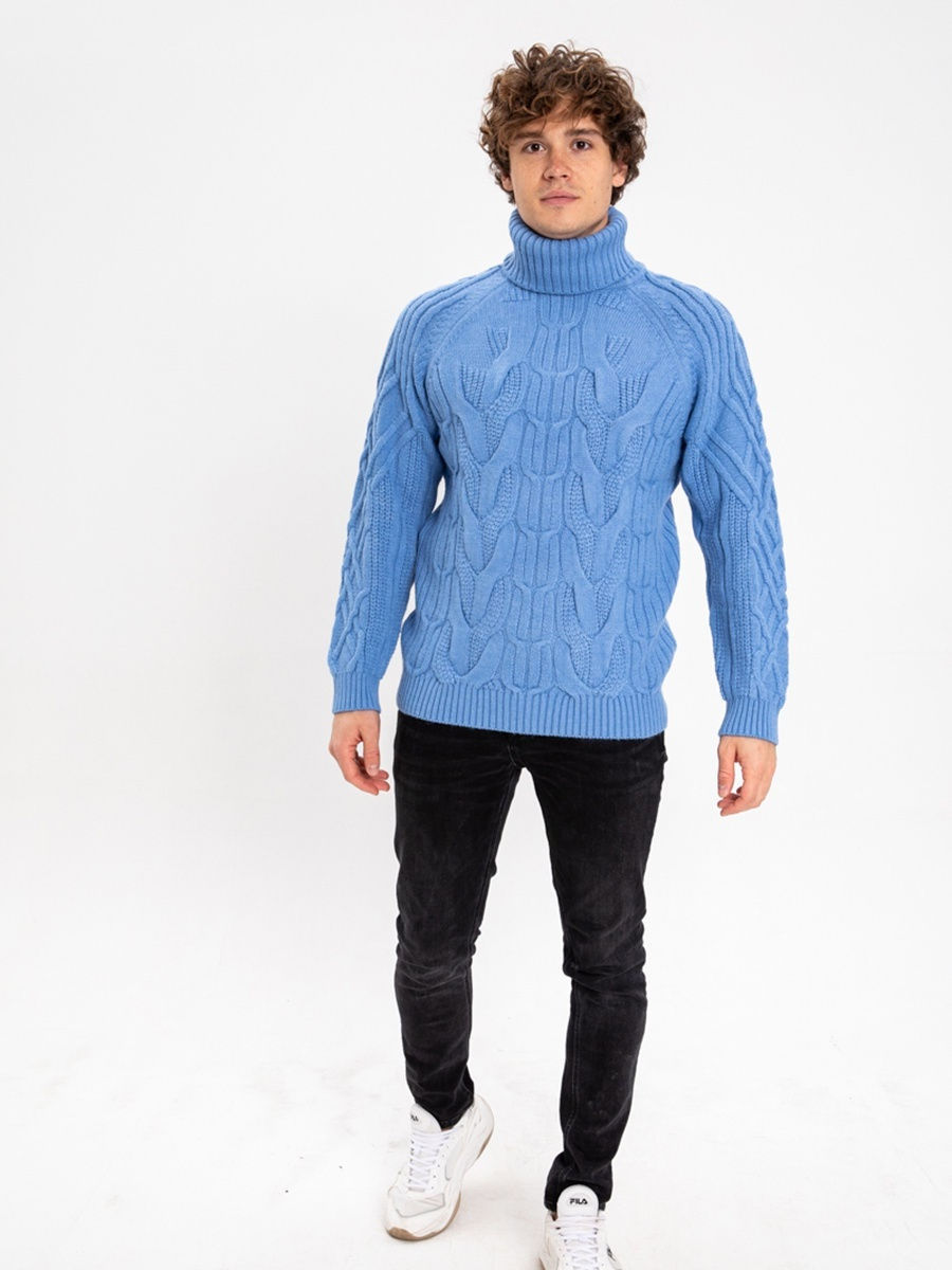 Мужской свитер  крупной вязки с косой