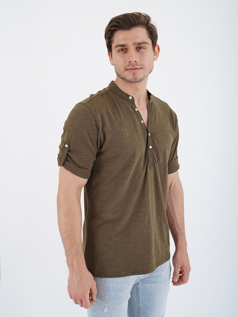 Футболка Хаки с пуговицами