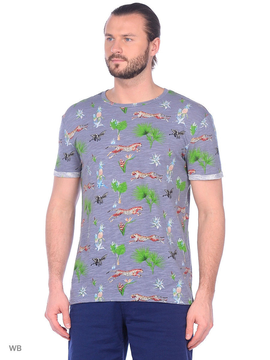 Стильная футболка с рисунком синего цвета