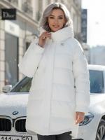 Куртка зимняя женская с капюшоном модная белого цвета 7341Bl