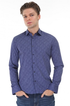 Мужская рубашка большого размера Синяя