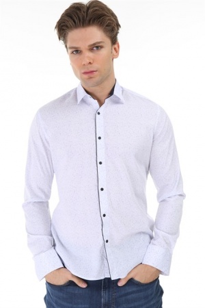 Праздничная мужская рубашка большого размера цвета Серый горошек