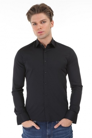 Черная Мужская рубашка большого размера