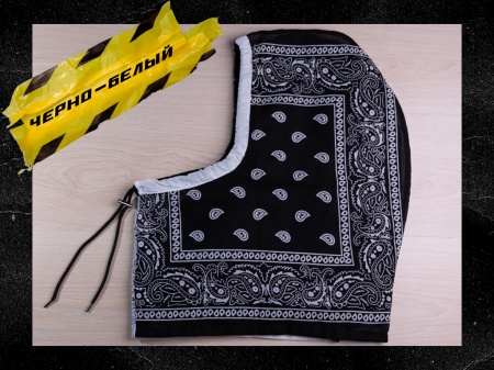 Бандана hood чёрный- белый