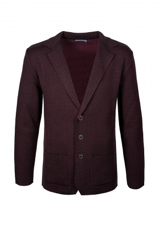 Кардиган мужской GREG G136-KF-зигзаг (чёрн./бордо)