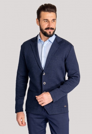 Кардиган мужской GREG G136-KF-клетка (т.синий)